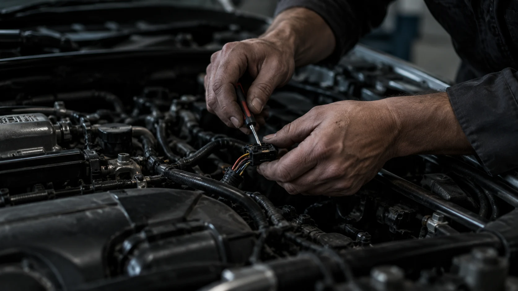 Trabajo de precisión en el motor de un auto